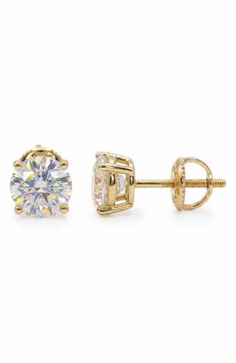 4mm Lab Created Moissanite Round Stud Earrings
