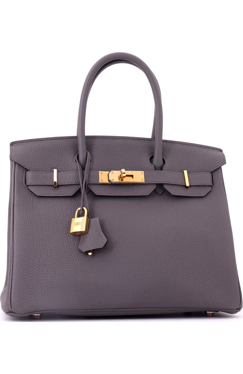 Pre-Owned Hermes Birkin Handbag Grey Togo with Rose Gold Hardware 30, Alternate, color, Etain