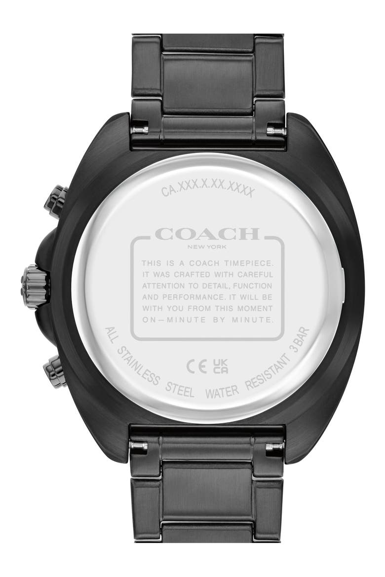 Charter Chronograph Bracelet Watch, 44.5mm, Alternate, color, BLACK