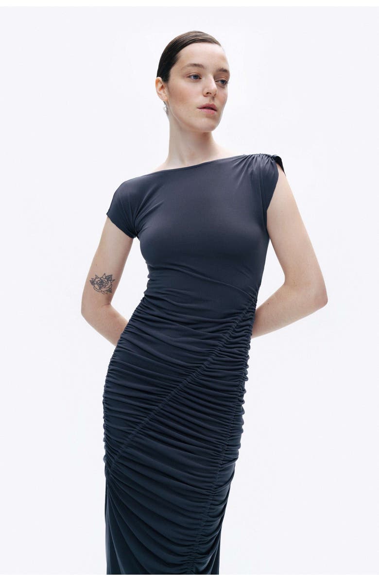 Nocturne Draped Pleated Maxi Dress, Alternate, color, 