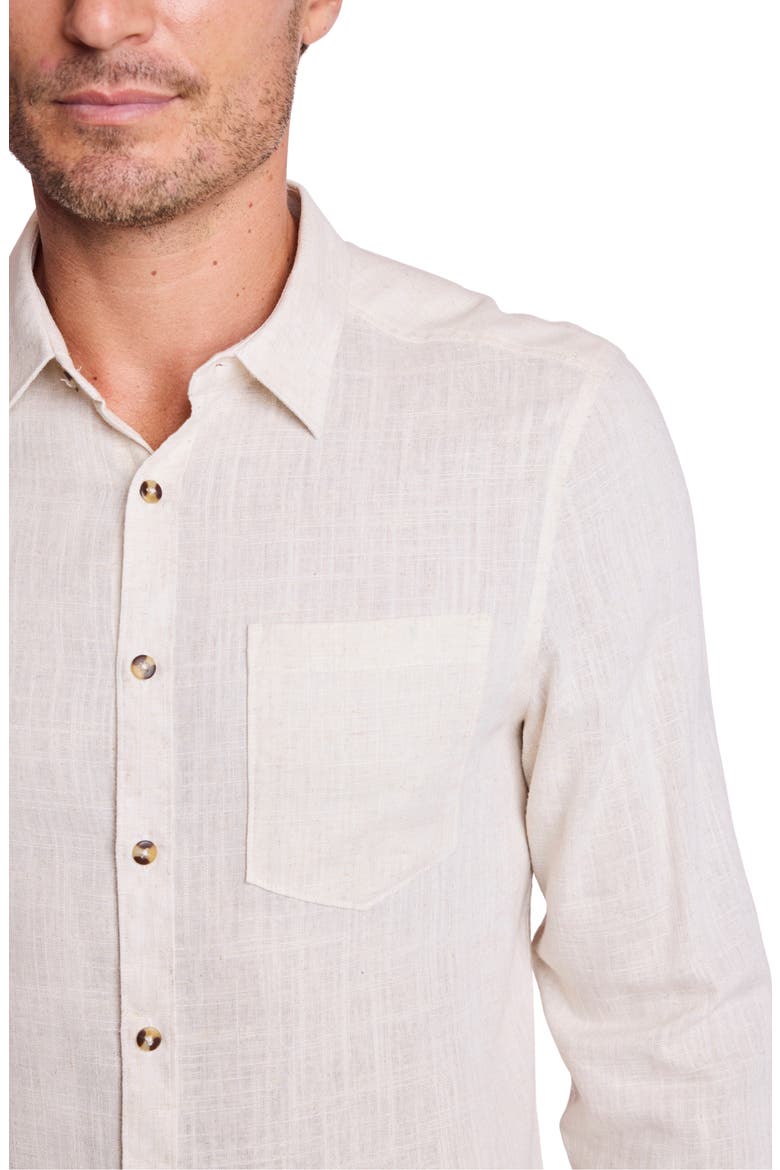 Cabo Trim Fit Linen Blend Button-Up Shirt, Alternate, color, NATURAL BEIGE