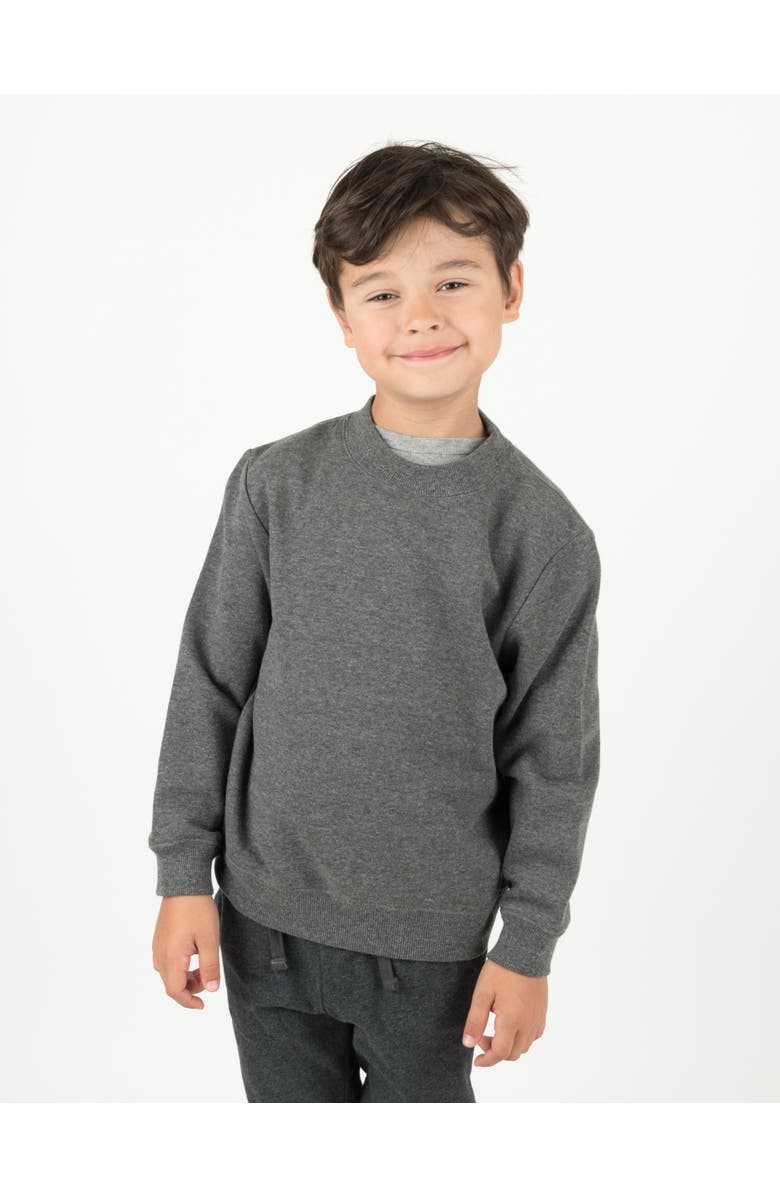 Leveret Kids Pullover Sweatshirt, Long Sleeve, Solid Colors, Alternate, color, Dark Gray