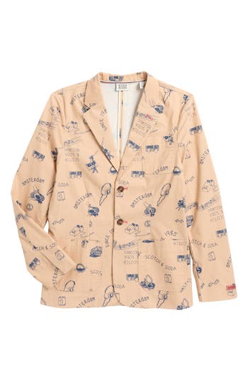 Scotch & Soda Kids' Print Blazer In Ginger Root