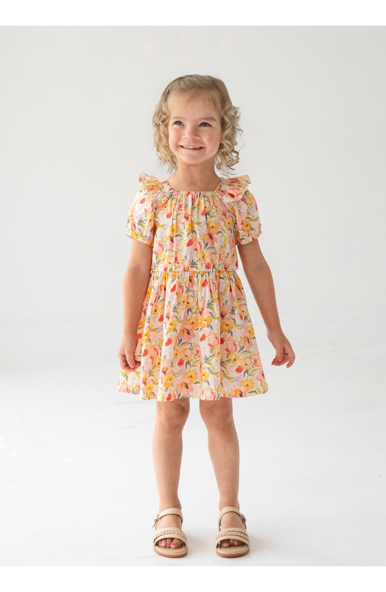 Mabel + Honey Blooming Florals Short Gathered Sleeve Dress, Alternate, color, Pink