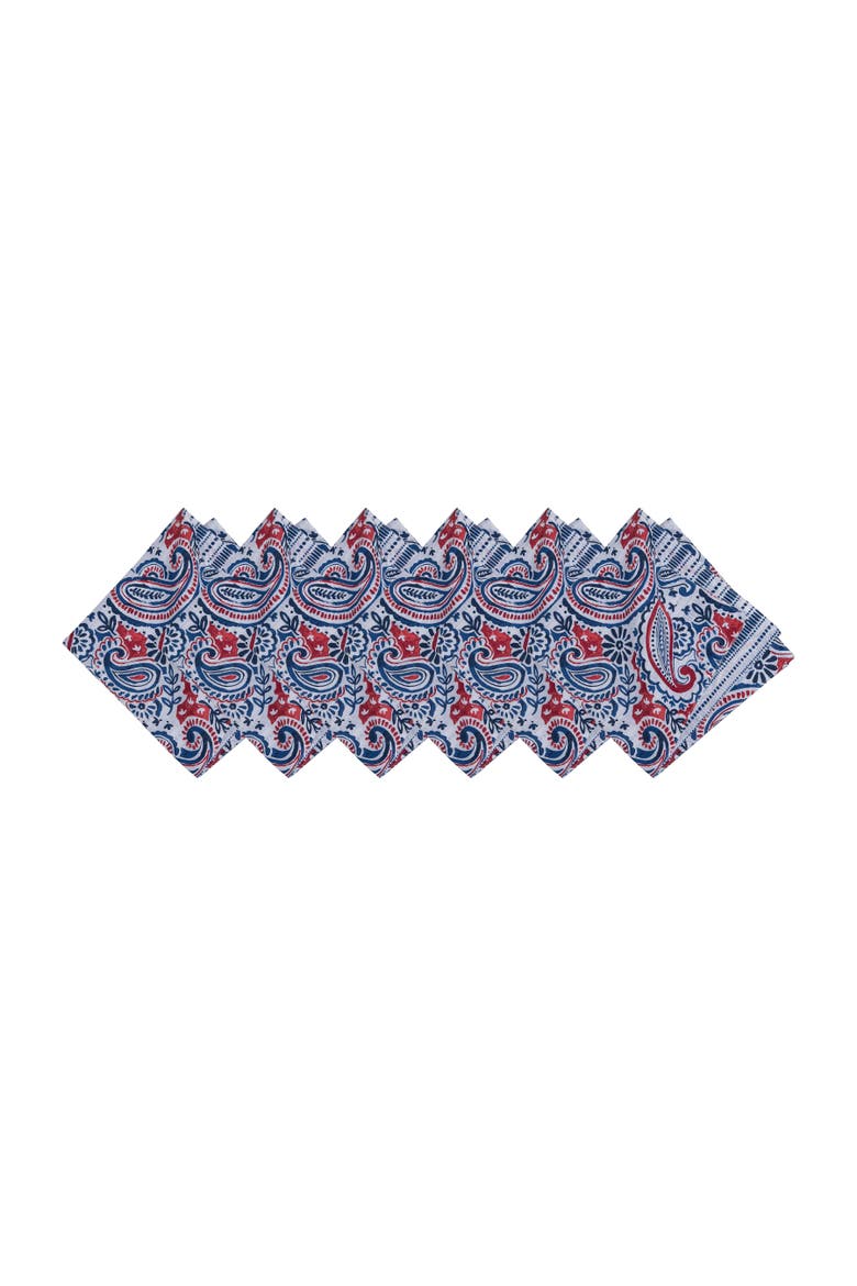 Americana Paisley 100% Cotton Set of 6 Cloth Napkins, Main, color, Blue