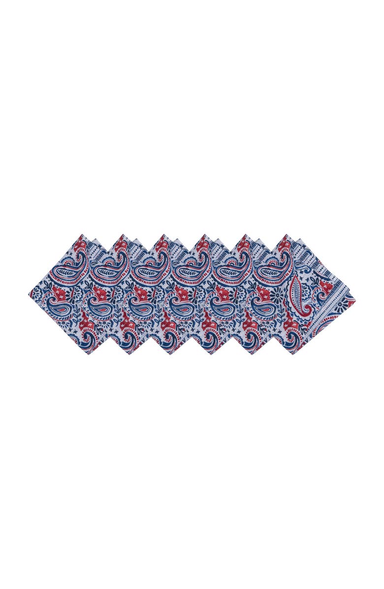 C&F Home Americana Paisley Set of 6 Cloth Napkins, Main, color, Blue