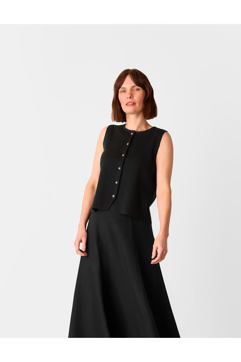 Lucy Button Front Knit Tank, Main, color, Black
