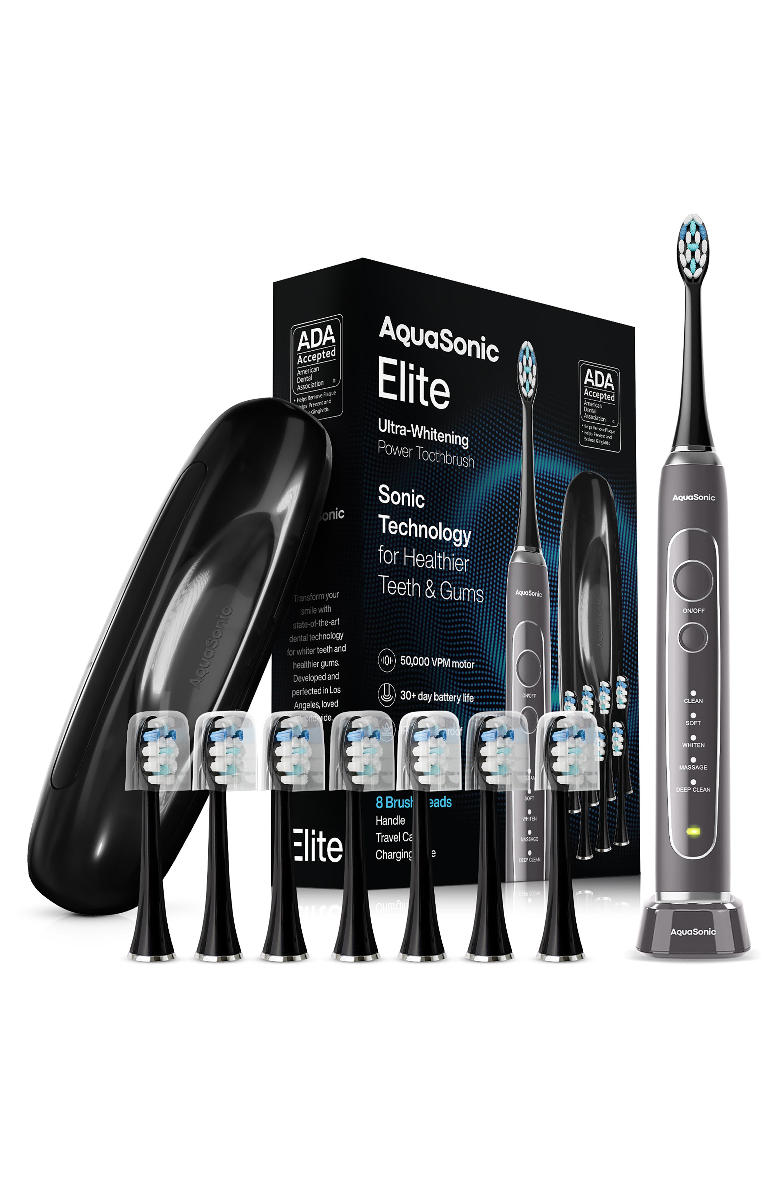 AQUASONIC Elite Rechargeable Electric Toothbrush Set