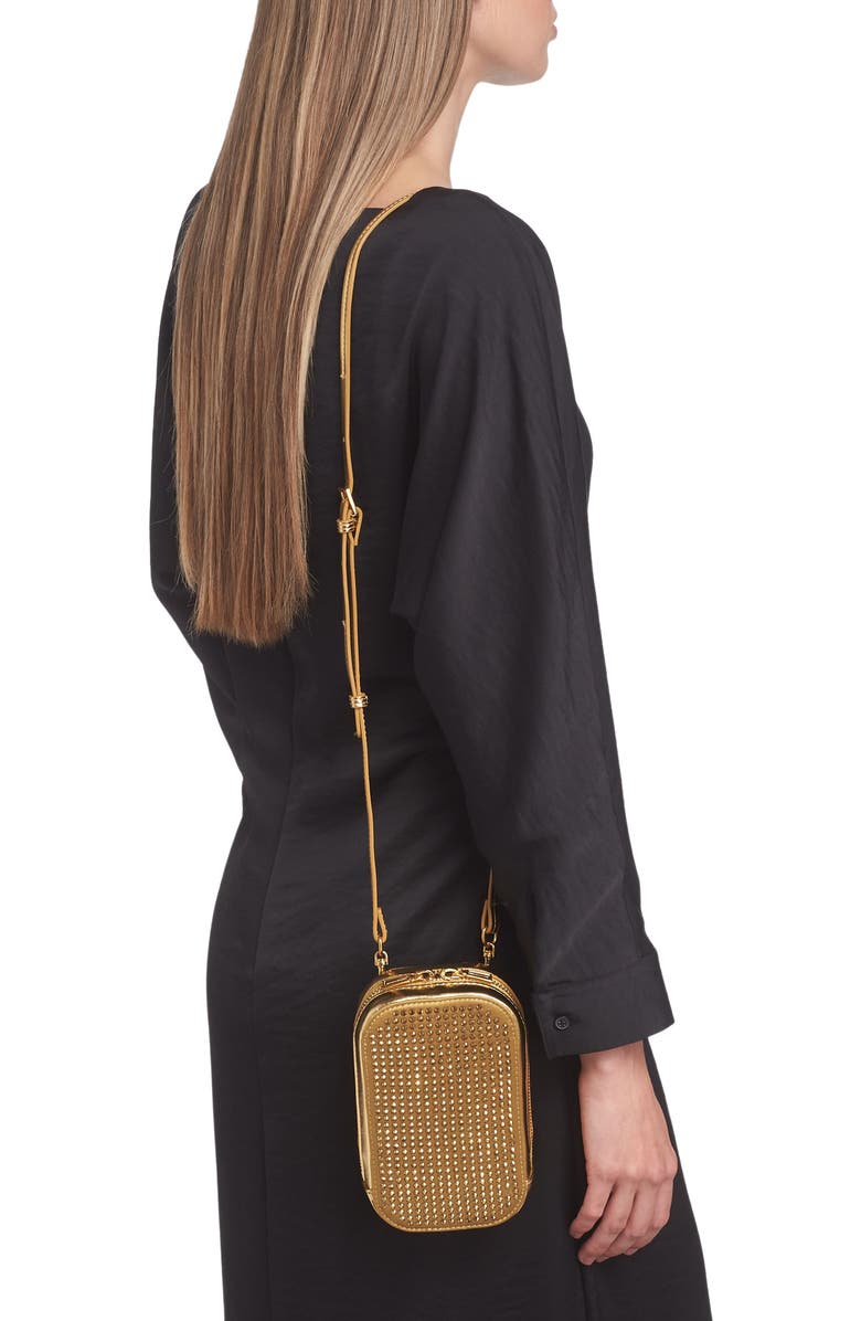 Rebecca Minkoff Crystal Embellished Crossbody Phone Bag, Alternate, color, Gold