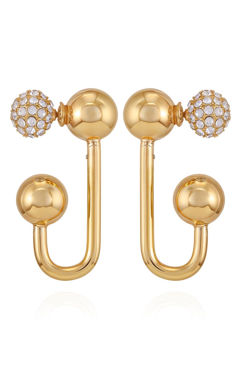 Vince Camuto Crystal Front/Back Earrings, Main, color, Gold Tone