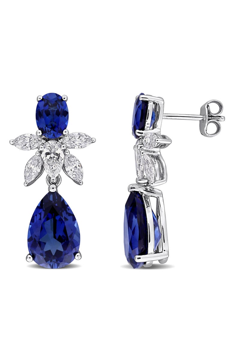 Julianna B. Lab-Created Sapphire & Diamond Drop Earrings 18k, Main, color,