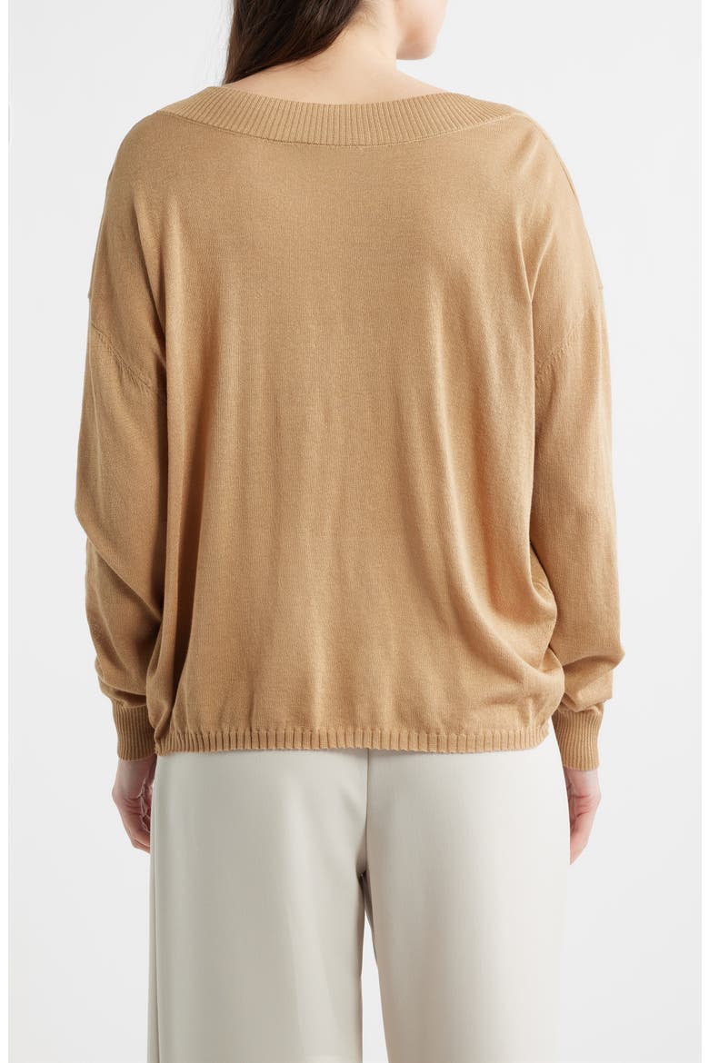 Cefalonia Drop Shoulder Semisheer Cotton Blend Sweater, Alternate, color, VISON