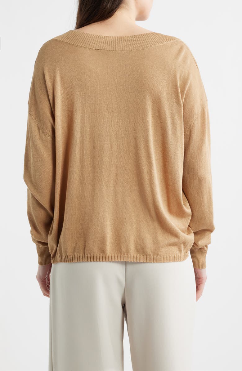 DELUC Cefalonia Drop Shoulder Semisheer Cotton Blend Sweater, Alternate, color, Vison