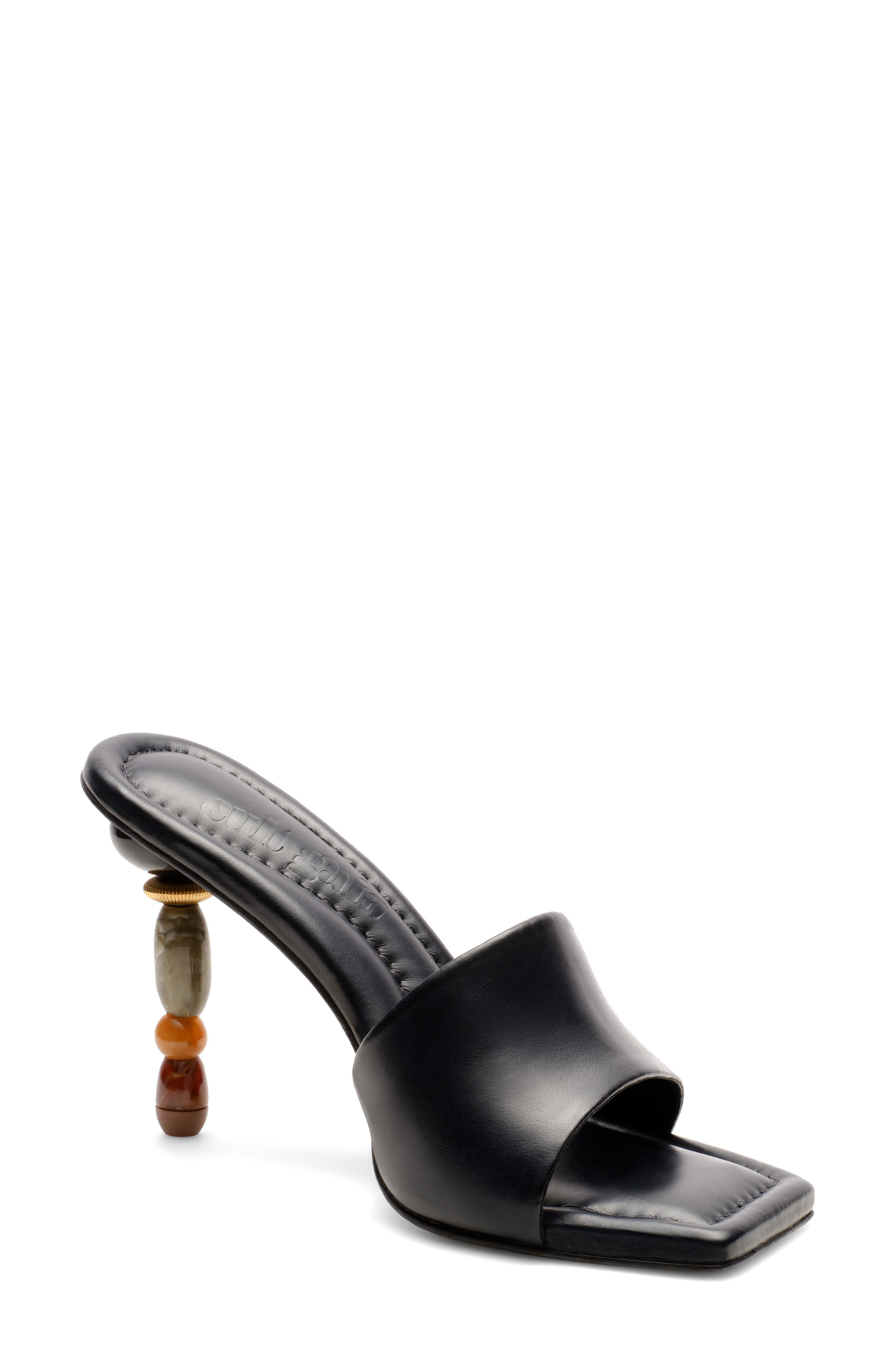 Mahina Leather Sandal, Main, color, BLACK