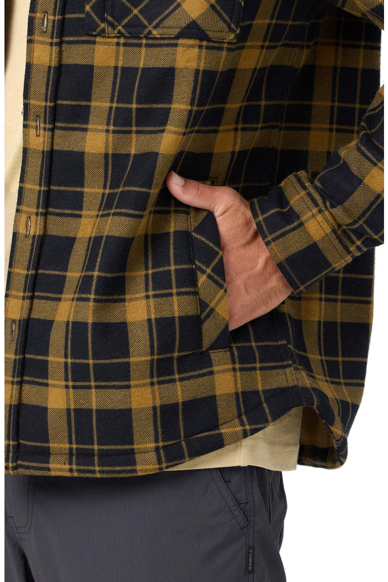 Traveler Plaid Cotton Blend Shirt Jacket, Alternate, color, DARK KHAKI