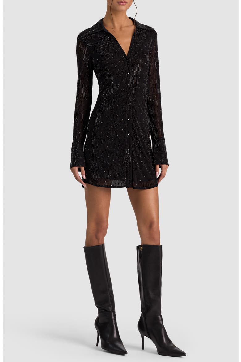 Freya Fitted Embellished Minidress, Alternate, color, BLACK/ GOLD