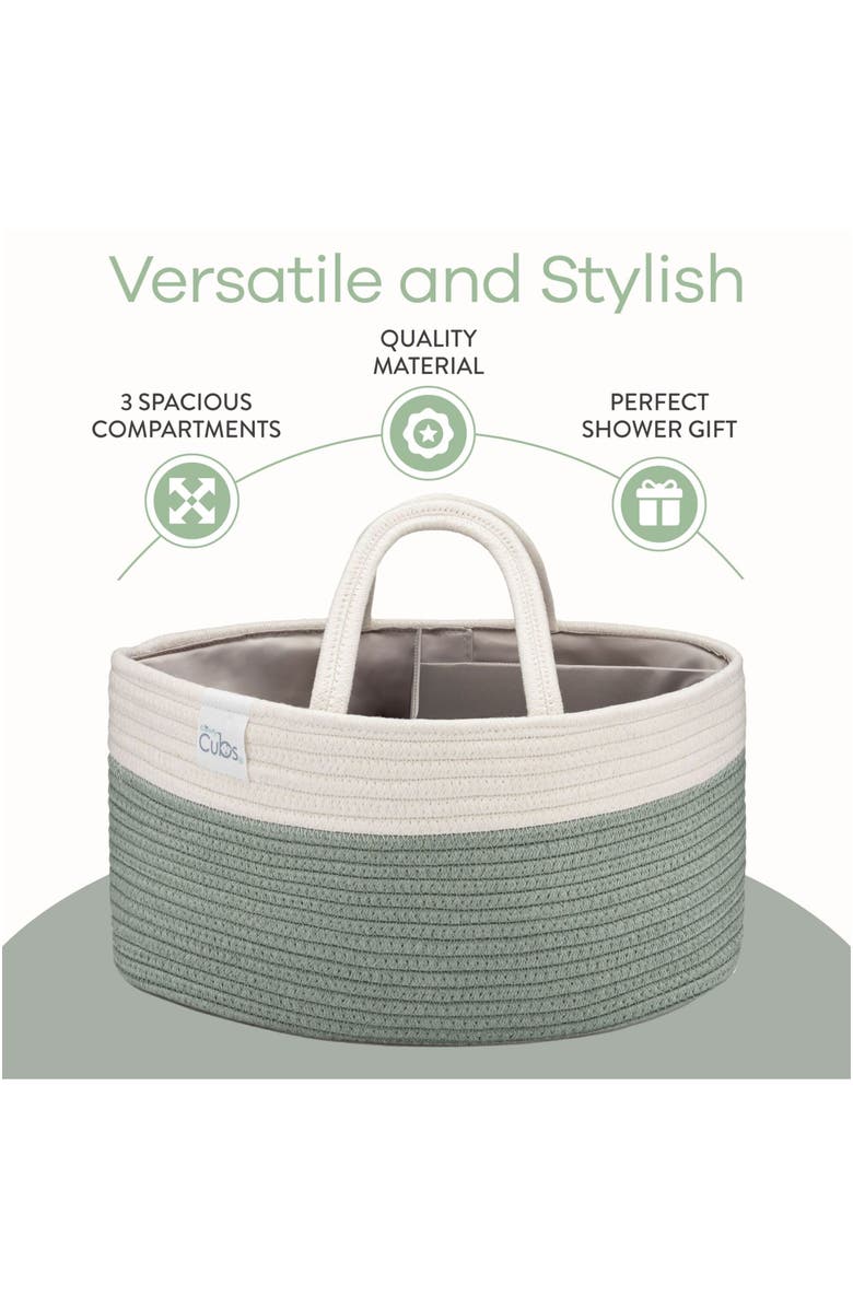 Comfy Cubs Rope Diaper Caddy, Alternate, color, Sage