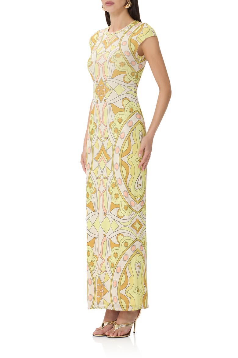 Cody Cap Sleeve Column Dress, Alternate, color, GEO SCARF