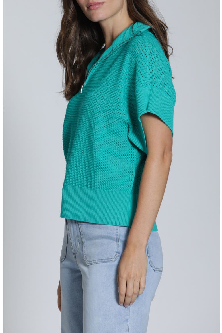 Open Stitch Quarter Zip Sweater, Alternate, color, MINT GREEN