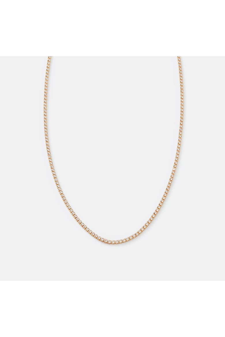 White Topaz Tennis Necklace, Main, color, Gold