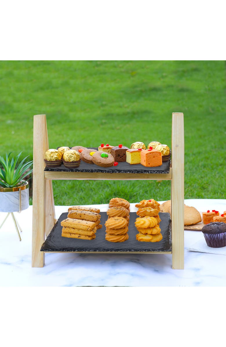 Tiramisu Two-Tier Server, Alternate, color, Black