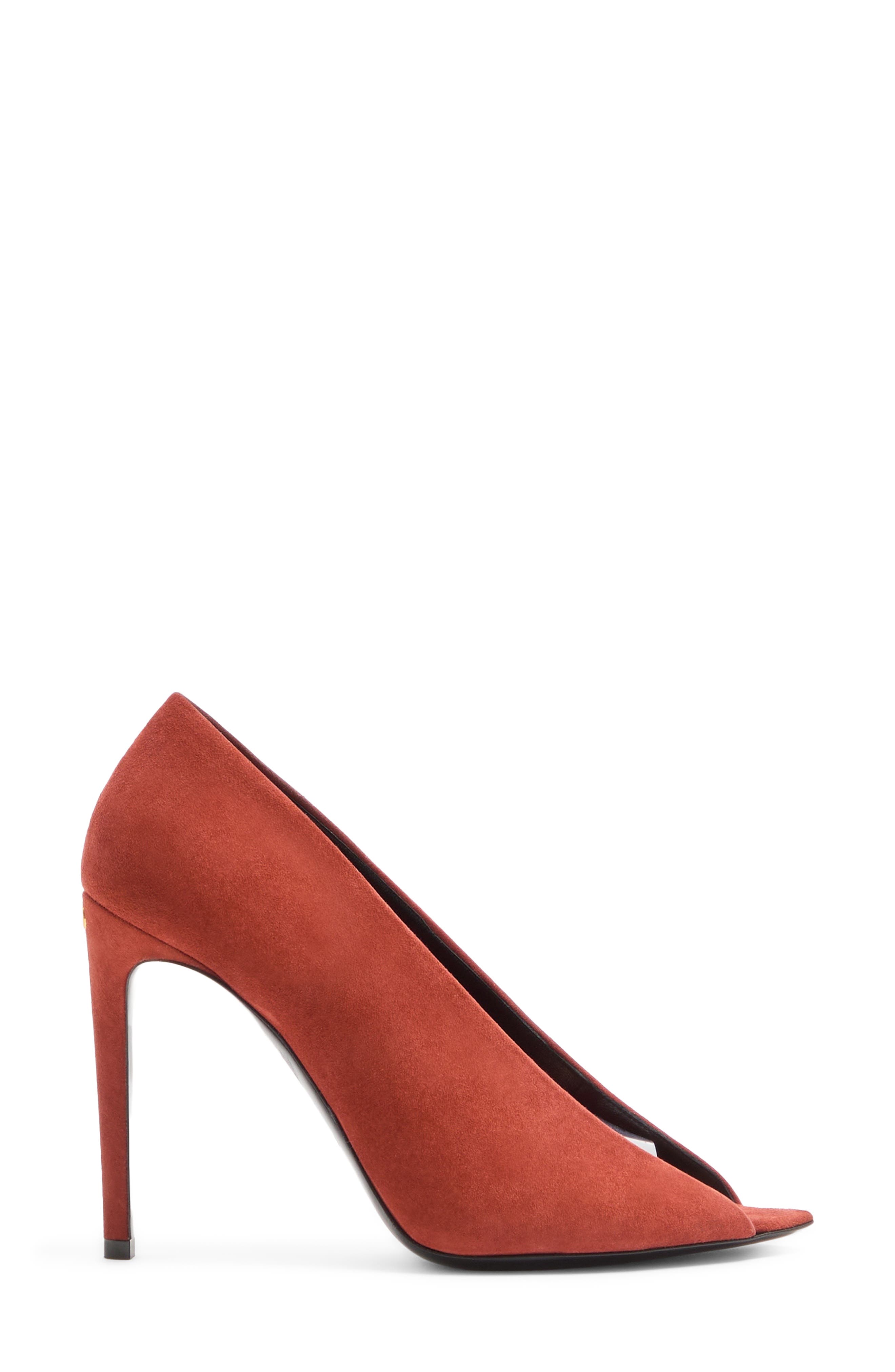 Valentino Garavani Open Toe Révélé Suede Pump, Alternate, color, Rust
