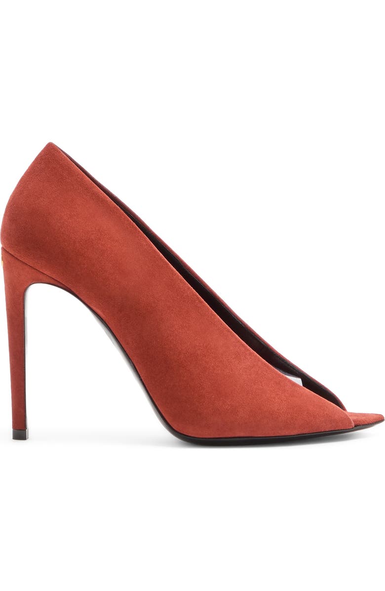 Valentino Garavani Open Toe Révélé Suede Pump, Alternate, color, Rust