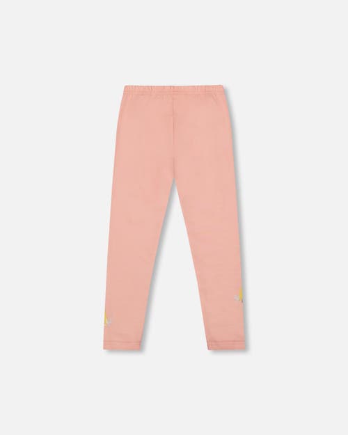 Deux Par Deux Organic Cotton Leggings With Unicorn In Pink