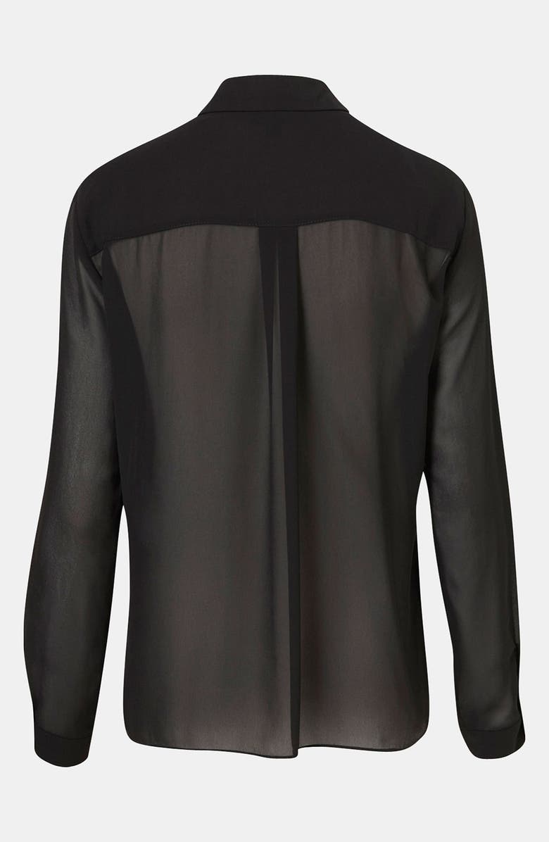 Topshop Moto Tipped Collar Chiffon Shirt, Alternate, color, 