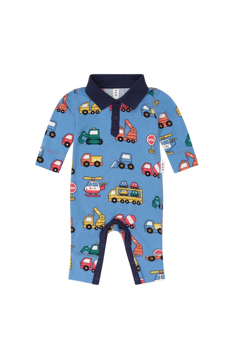Huxbaby Construction Polo Romper, Main, color, Multi