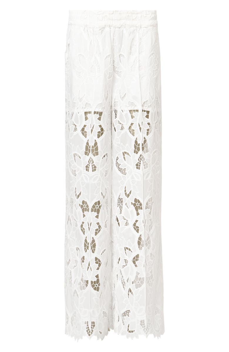 AllSaints Charli Embroidered Wide Leg Pants, Alternate, color, Snow White