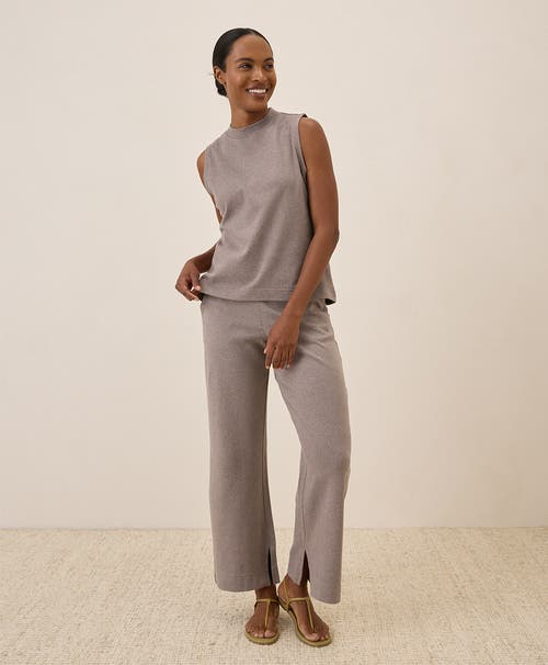 Pact Organic Cotton Airplane Mock Neck Shell In Deep Taupe Heather