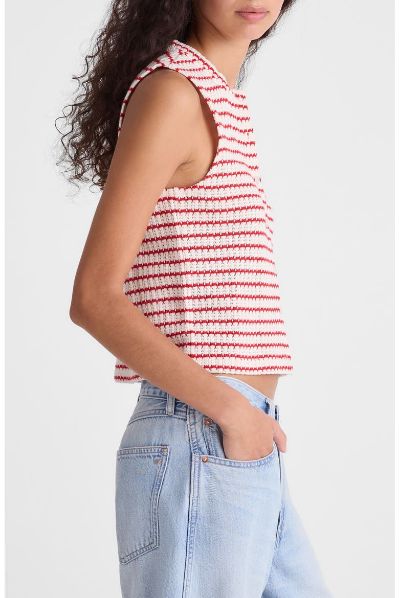 Textured Knit Button Front Shell Top, Alternate, color, TUCK STITCH STRIPE