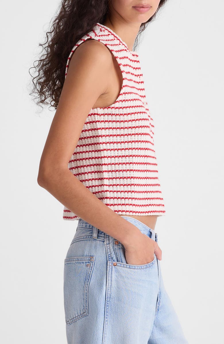 Madewell Textured Knit Button Front Shell Top, Alternate, color, Tuck Stitch Stripe