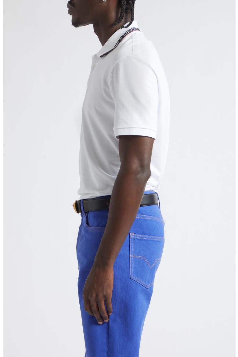 Greca Collar Cotton Piqué Polo, Alternate, color, OPTICAL WHITE