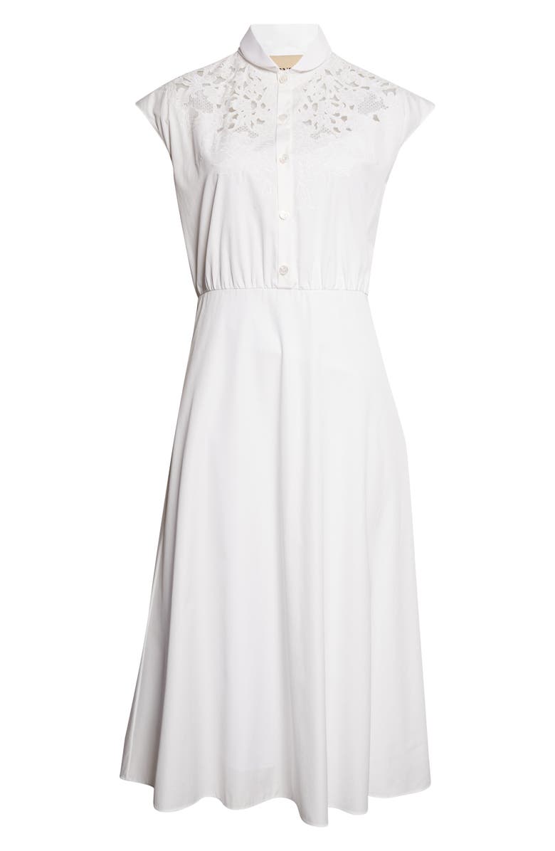 Valentino Embroidered Eyelet Cotton Dress, Main, color, White