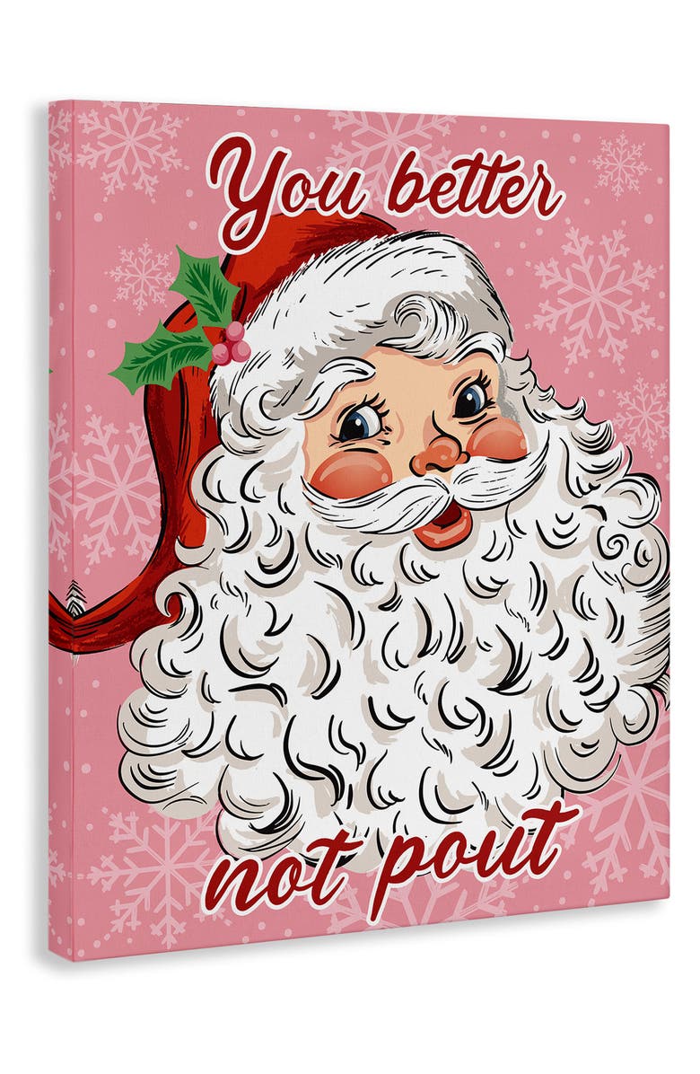 Stupell Industries Vintage Santa Canvas Wall Art, Alternate, color, Pink