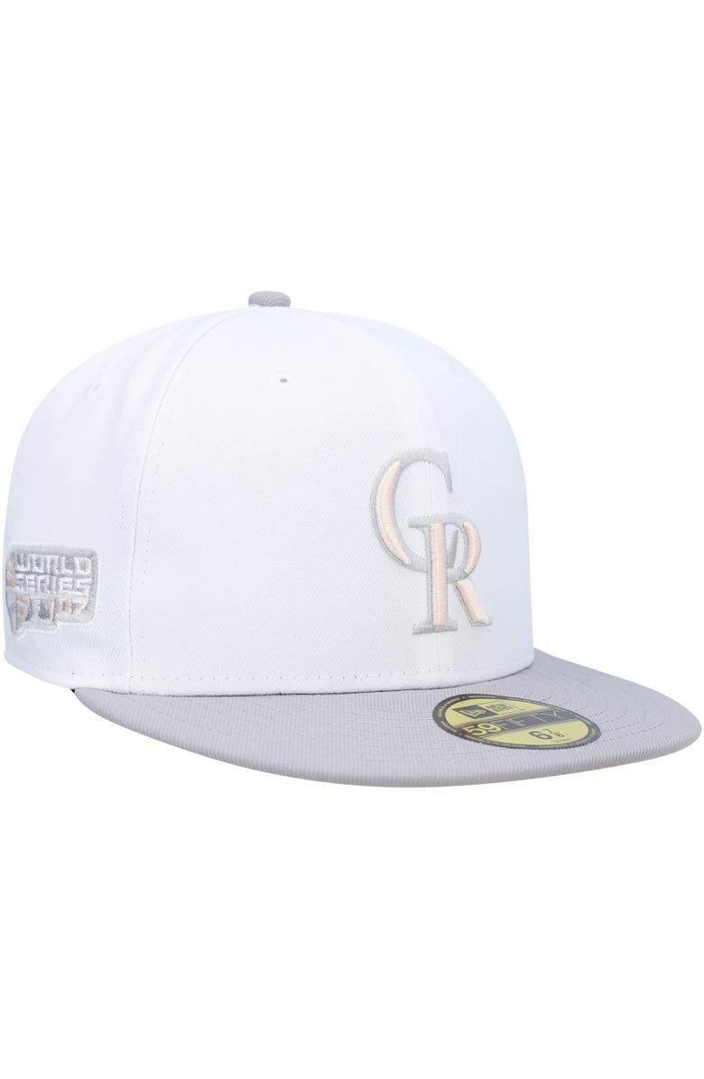 New Era Men's New Era White/Gray Colorado Rockies 2007 World Series Side Patch Undervisor 59FIFTY Fitted Hat, Main, color, White