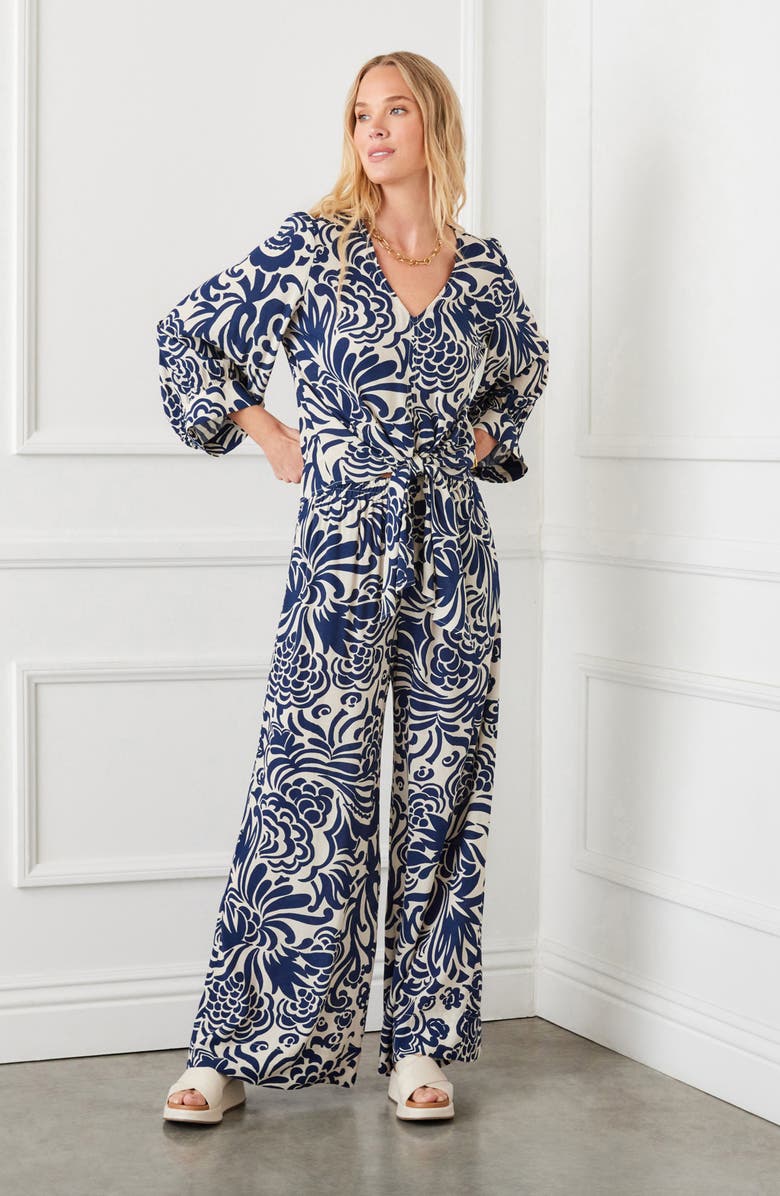 Karen Kane Paisley Tie Front Top, Alternate, color,