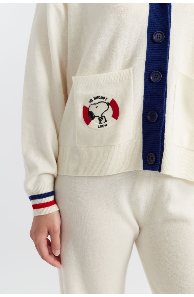 Chinti & Parker Snoopy Badge Nautical Wool Cashmere Cardigan, Alternate, color, Cream/Multi