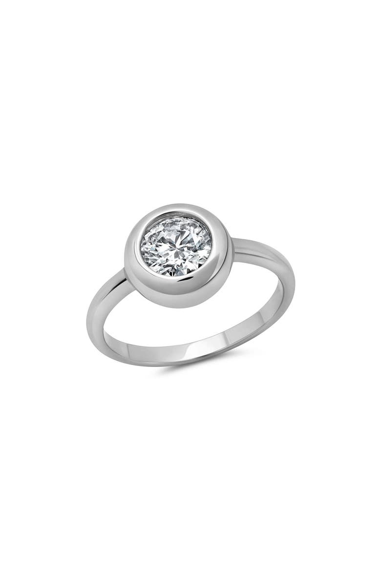 Brilliant Cut Cubic Zirconia Solitaire Ring, Main, color, PURE PLATINUM/ CLEAR STONE