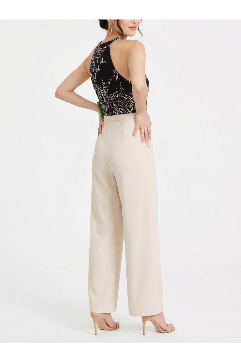 Jetti Halter Neck Wide Leg Jumpsuit, Alternate, color, Mono Floral Combo