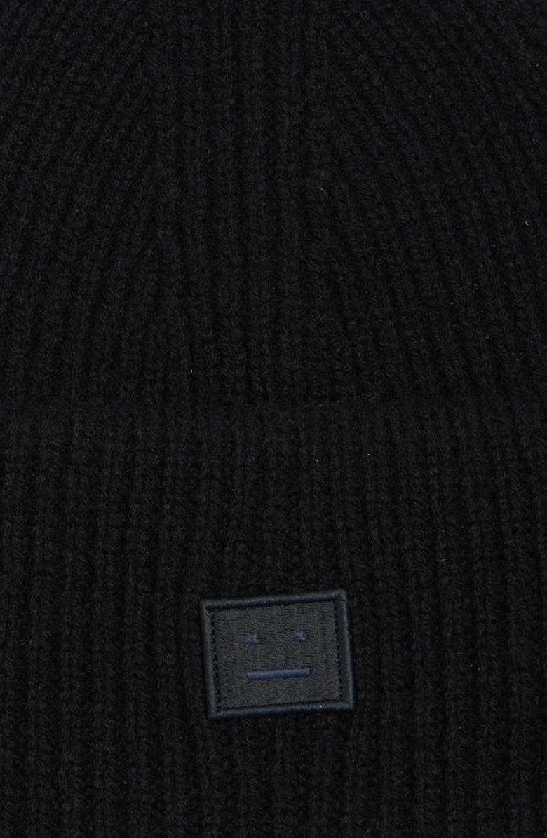 Acne Studios Face Patch Rib Wool Beanie, Alternate, color,