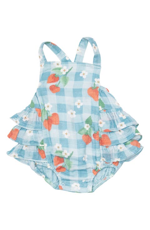 Organic Cotton Muslin Strawberry Sunsuit (Baby)