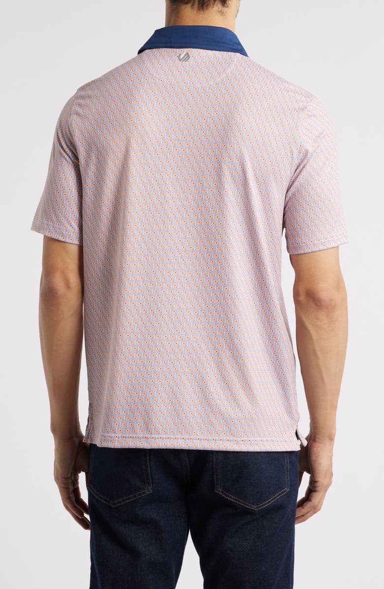 Johnston & Murphy XC4<sup>®</sup> + Cool Degree<sup>™</sup> Geo Print Performance Golf Polo, Alternate, color, Orange