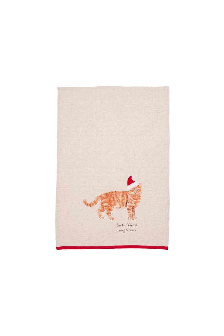 Santa Claws Cat Pet Holiday Towel, Alternate, color, Blue