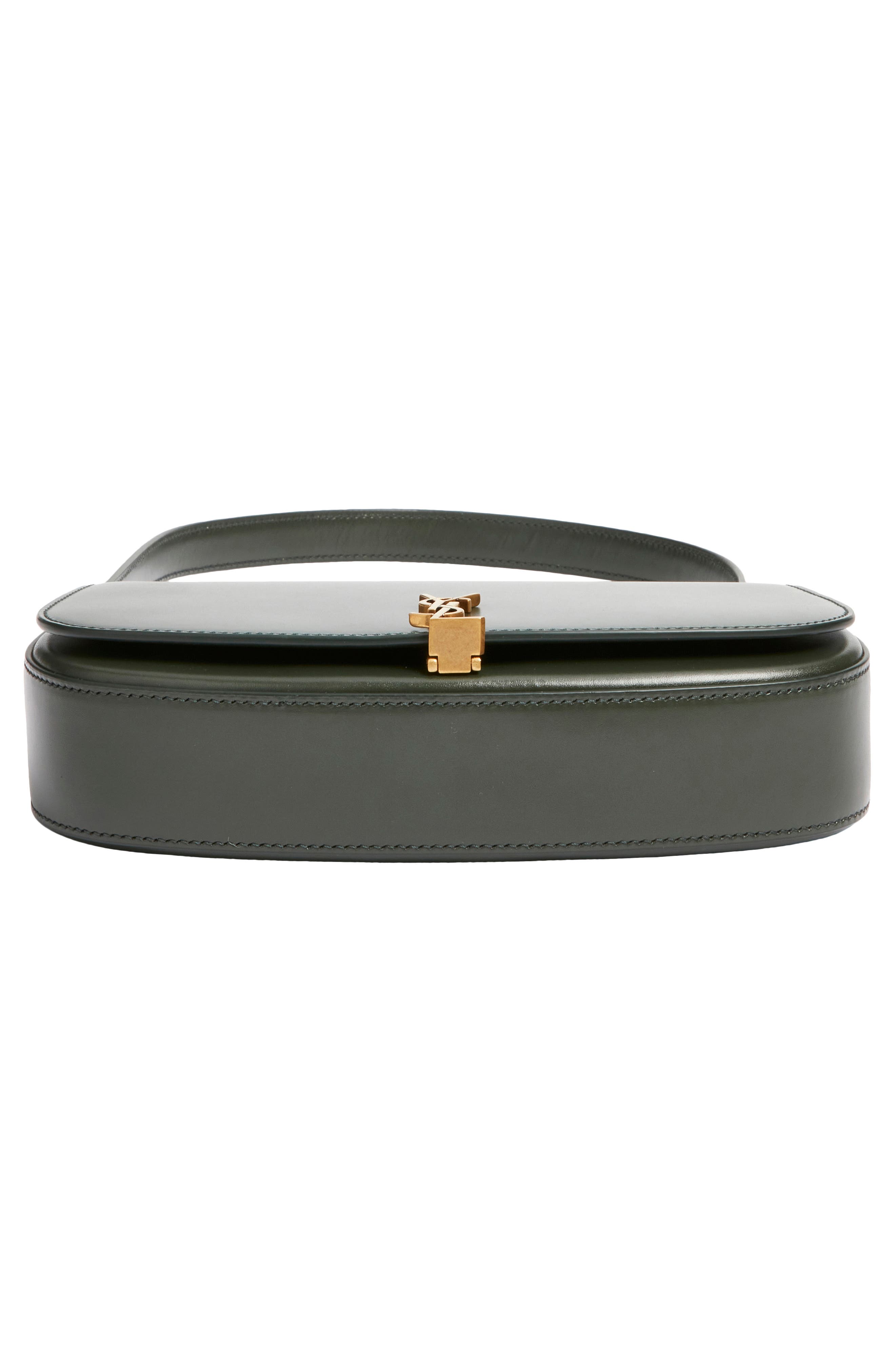 Saint Laurent Mini Voltaire Leather Shoulder Bag, Alternate, color, Vert Fonce