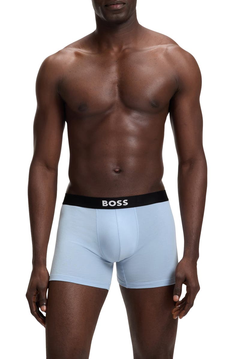 BOSS Assorted 3-Pack Power Stretch Cotton Boxer Briefs, Alternate, color, Open Blue