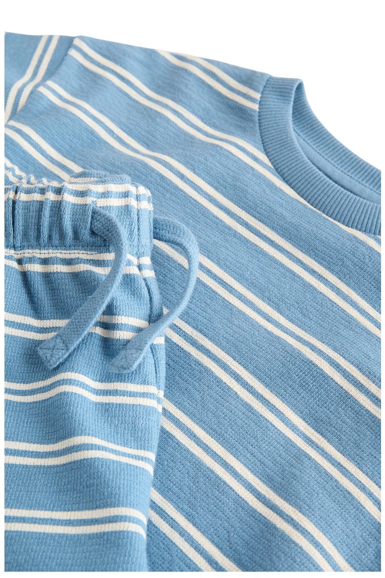 Kids' Stripe Jersey Cotton T-Shirt & Shorts Set, Alternate, color, BLUE
