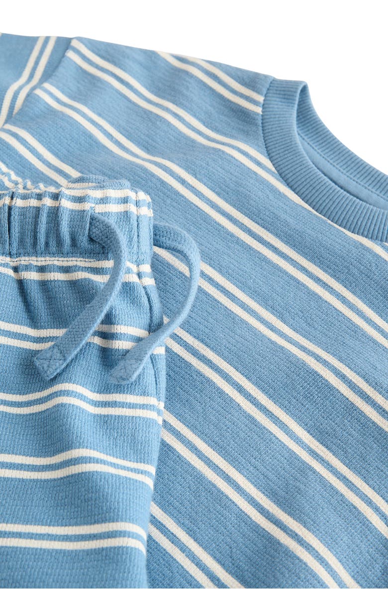 NEXT Kids' Stripe Jersey Cotton T-Shirt & Shorts Set, Alternate, color, Blue